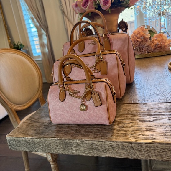 NWT Coach Pink and Tan Satchel MINI ROWAN - Picture 9 of 16